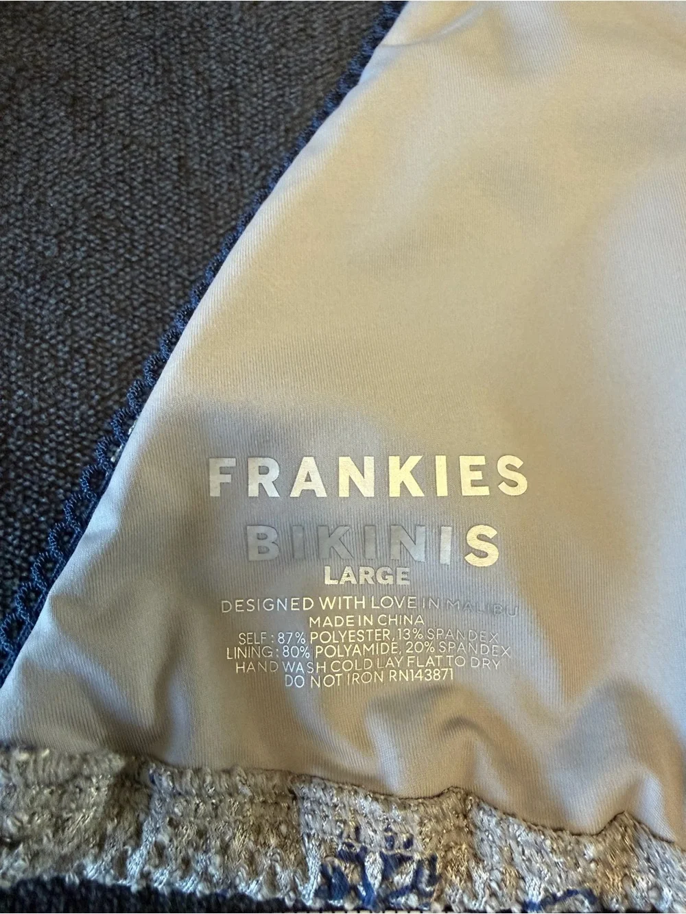New Frankie’s Bikinis Tia Waffle Triangle Bikini Top Large